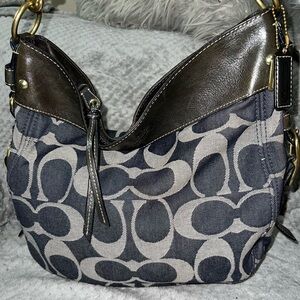Coach Denim Zoe Large Shoulder Bag